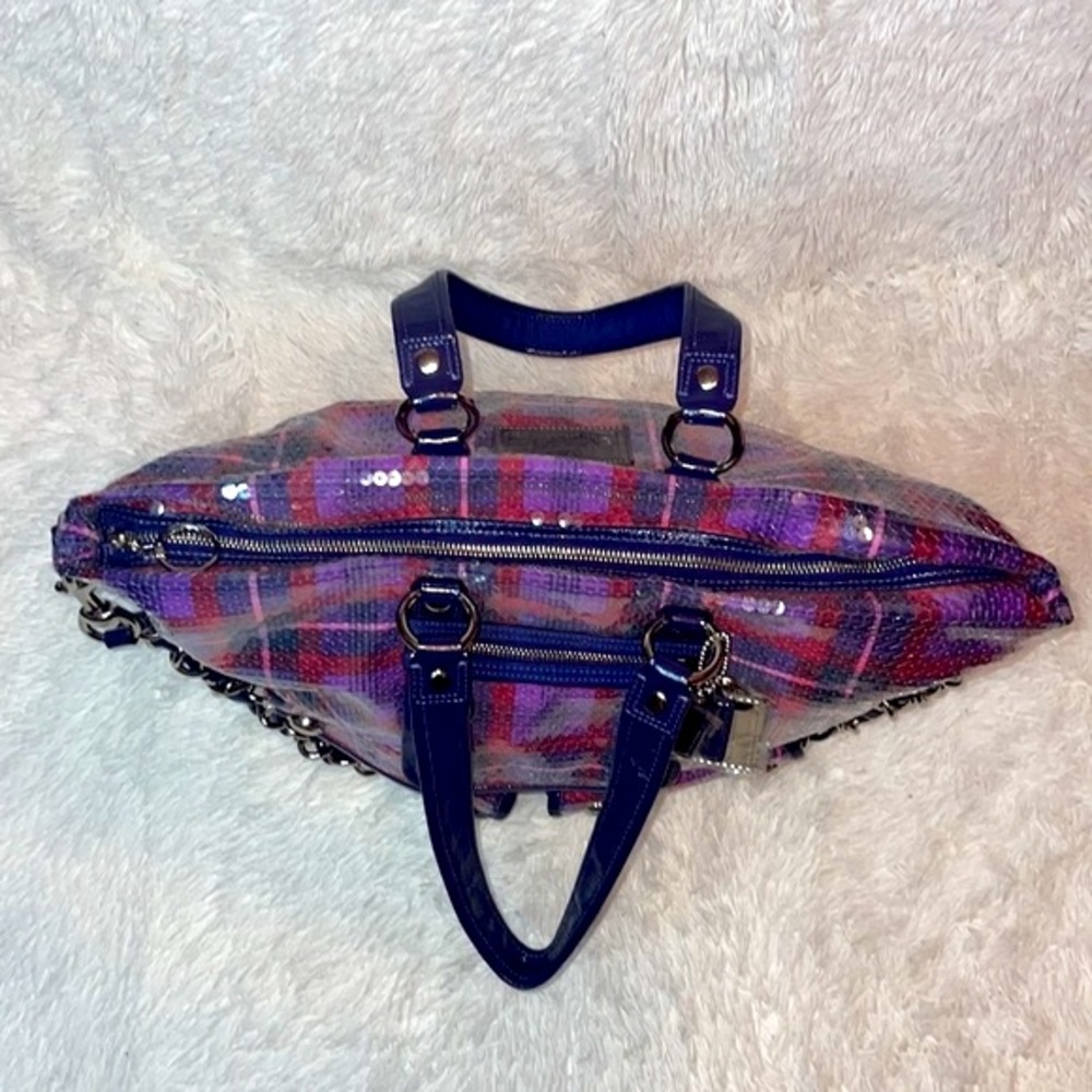 Coach Poppy XL Limited Edition Tartan Plaid Glam Sequin Spotlight Bag Purse - Picture 12 of 16